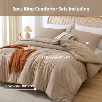 ROSGONIA King Size Comforter Set in Taupe Brown