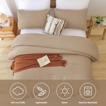 ROSGONIA King Size Comforter Set in Taupe Brown