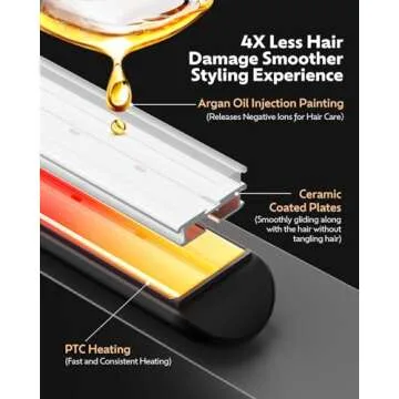 Flat Iron Hair Straightener and Curler 2 in 1, Infrared Ceramic Hair Curler Straightening Curling Iron Wand, Professional Negative Ions 360° Airflow Styler Hair Styling Tool Dual Voltage for Travel