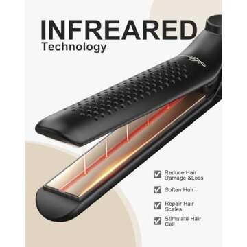 Flat Iron Hair Straightener and Curler 2 in 1, Infrared Ceramic Hair Curler Straightening Curling Iron Wand, Professional Negative Ions 360° Airflow Styler Hair Styling Tool Dual Voltage for Travel