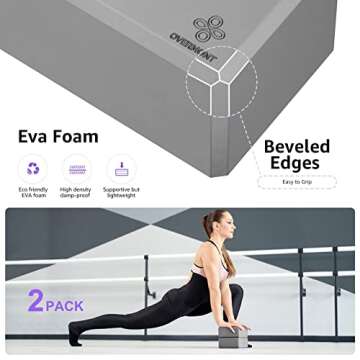 Overmont Yoga Block 2 Pack 9 * 6 * 4 in Supportive Latex-Free EVA Foam Soft Non-Slip Surface for General Fitness Pilates Stretching and Meditation (Grey_9*6 * 4)