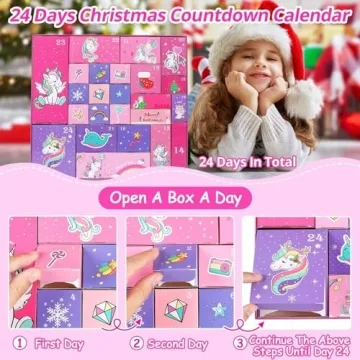 Novelty Advent Calendar 2024 Unicorn Gifts for Kids