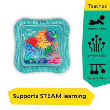 Baby Einstein Ocean Explorers Sensory Splash Water Mat, for Tummy Time or Seated Play, Ages 0-36 Months