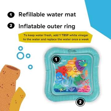 Baby Einstein Ocean Explorers Sensory Splash Water Mat, for Tummy Time or Seated Play, Ages 0-36 Months