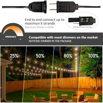 RTTY Outdoor String Lights 150ft Warm LED Globe Lighting