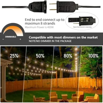 RTTY Outdoor String Lights 150ft Warm LED Globe Lighting