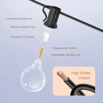 RTTY Outdoor String Lights 150ft Warm LED Globe Lighting