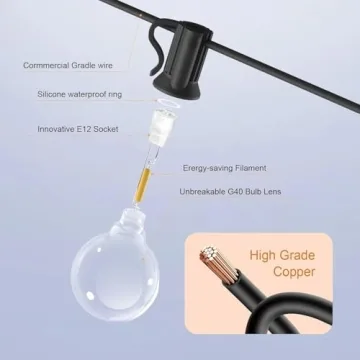 RTTY Outdoor String Lights 150ft Warm LED Globe Lighting