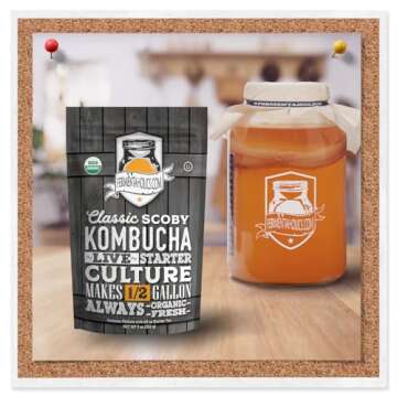 Fermentaholics Kombucha SCOBY - Live Starter Culture – Start A Half Gallon Batch – Six Ounces Of Strong Mature Starter Tea - Brew Your Own Kombucha