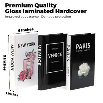 FERAHI Decorative Books for Home Decor, 3 Pcs Coffee Table Books Decor, Faux Books for Decoration, D...