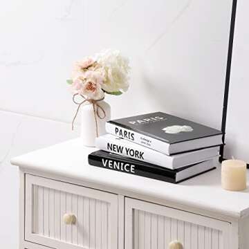 FERAHI Decorative Books for Home Decor, 3 Pcs Coffee Table Books Decor, Faux Books for Decoration, Decor Books, Fashion Books Decor, Designer Books Decor Set for Living Room, Table, Shelf Decor(WHITE)