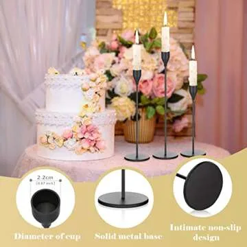 Potchen 27 Pack Candles Holder, 9 Sets Taper Candlestick Holders Fit 0.75 Inch Thick Pillar Candles, Long Candle Sticks Centerpiece Decor for Home Wedding Dinning Party Anniversary(Black)