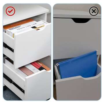 HollyHOME Under Desk Cabinet, Deep 2-Drawer Mobile Wood Cabinet, Storage Cabinet for Home, Rolling Cabinets for Office, Rolling Printer Stand, for A4, Modern, White