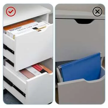 HollyHOME Mobile Wood Cabinet with Deep 2 Drawers for Storage