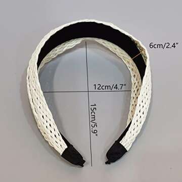 i-lan 2 Pack Rattan Headbands with Bowknot, Comfy Brown White Head Bands with 3 Inch Width, Boho Padded Hair Band Headwear Hoop for Girls, Ladies, Women