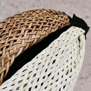 i-lan 2 Pack Rattan Headbands with Bowknot, Comfy Brown White Head Bands with 3 Inch Width, Boho Padded Hair Band Headwear Hoop for Girls, Ladies, Women