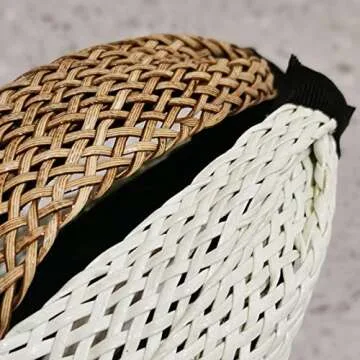 i-lan 2 Pack Rattan Headbands with Bowknot, Comfy Brown White Head Bands with 3 Inch Width, Boho Padded Hair Band Headwear Hoop for Girls, Ladies, Women