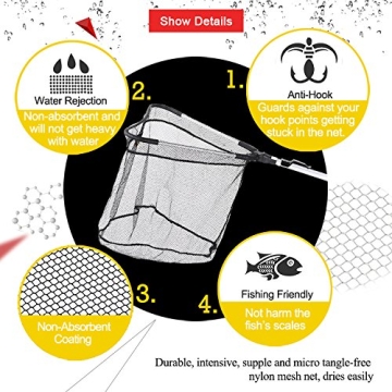 Folding Fishing Net with Telescoping Pole for Anglers