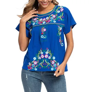 YZXDORWJ Women's Embroidered Blouse - Perfect for Summer