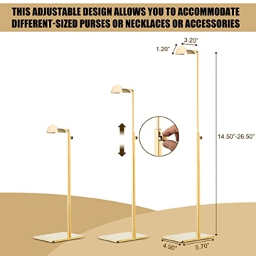 bjewego Gold Handbag Display Stand - Adjustable Purse Holder