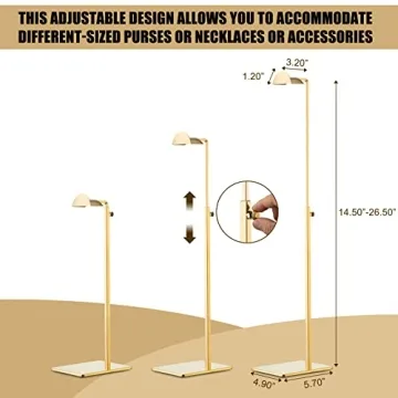 bjewego Gold Handbag Display Stand - Adjustable Purse Holder