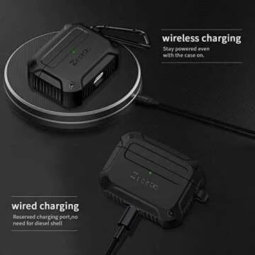 Ztotop Case for AirPods Pro 2019, Designed with Full Tough Silicone+Shock-Resistant Protective Cover, Front LED Visible, Durable Armor Case with Smooth Skin - Black