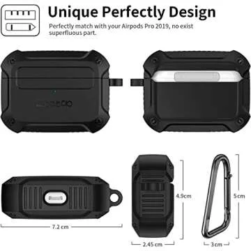 Ztotop Case for AirPods Pro 2019, Designed with Full Tough Silicone+Shock-Resistant Protective Cover, Front LED Visible, Durable Armor Case with Smooth Skin - Black