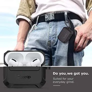 Ztotop Case for AirPods Pro 2019, Designed with Full Tough Silicone+Shock-Resistant Protective Cover, Front LED Visible, Durable Armor Case with Smooth Skin - Black