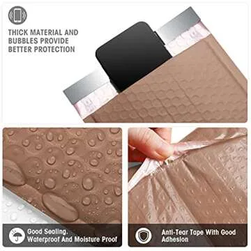 Metronic Bubble Mailers 6x10 25 Pack, Waterproof Shipping Bags, Self-Seal Packaging Bags, Padded Envelopes, Packaging for Business, Lip Gloss, Accessories, Jewelry, Cosmetics, 0