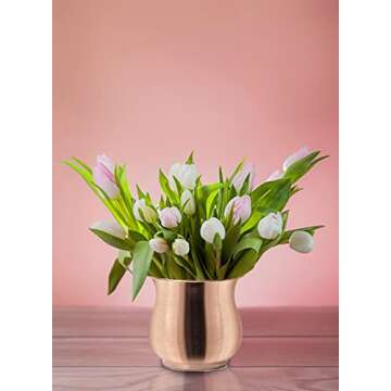 Serene Spaces Living Copper Plated Flower Vase, Decorative Copper Vase, Floral Centerpiece at Weddings, Events, Parties, Home Dining Table, Rose Gold Vases, Measures 4.75" Tall & 5" Diameter