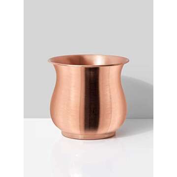 Serene Spaces Living Copper Plated Flower Vase, Decorative Copper Vase, Floral Centerpiece at Weddings, Events, Parties, Home Dining Table, Rose Gold Vases, Measures 4.75" Tall & 5" Diameter