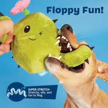 Barkbox 2 in 1 Interactive Plush Dog Toy - Rip and Reveal Toy for Dogs and Puppies - Stimulating Squeaky Pet Toys | Consuela Cactus (Large)