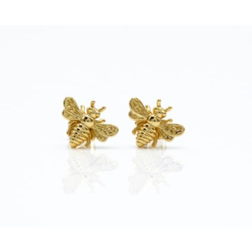 A Charmed Impression Little Gold Bee Earrings – Handcrafted Gold Honeybee Studs