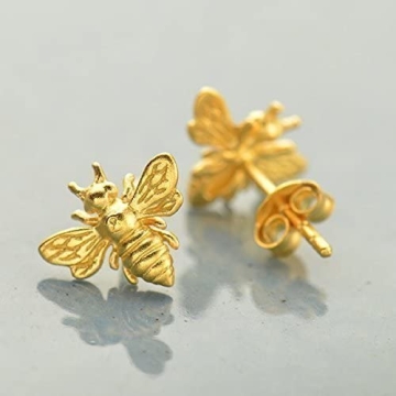 Handcrafted Little Gold Bee Earrings for Sensitive Ears