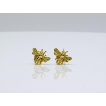 Handcrafted Little Gold Bee Earrings for Sensitive Ears