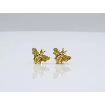 Handcrafted Little Gold Bee Earrings for Sensitive Ears