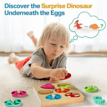 EDUJOY Dinosaur Eggs Pegged Puzzle for Toddlers 1-3