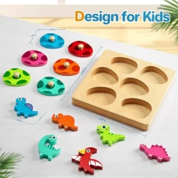 EDUJOY Dinosaur Eggs Pegged Puzzle for Toddlers 1-3