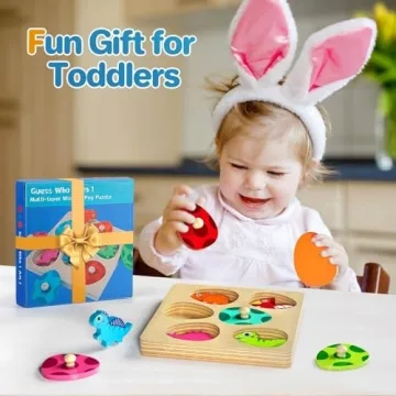 EDUJOY Dinosaur Eggs Pegged Puzzle for Toddlers 1-3