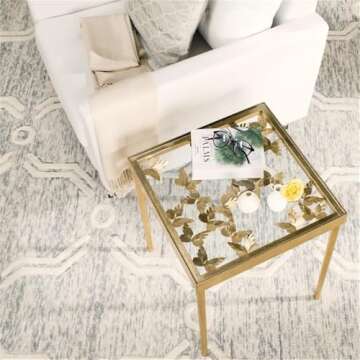 SAFAVIEH Home Collection Rosalia Butterfly Side Table, Antique Gold