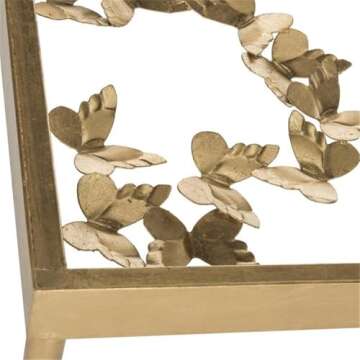 SAFAVIEH Home Collection Rosalia Butterfly Side Table, Antique Gold