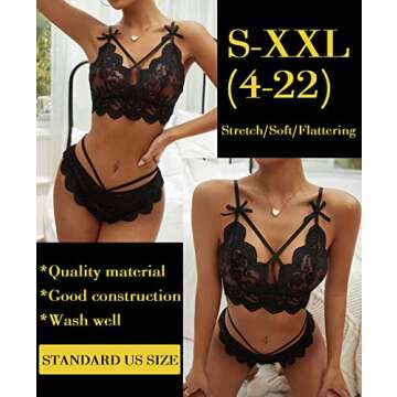 Namifin Women Lingerie Set Lace Bralette and Panty Set Strappy Lace Lingerie