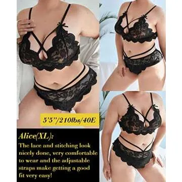 Namifin Women Lingerie Set Lace Bralette and Panty Set Strappy Lace Lingerie