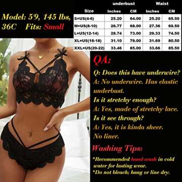 Namifin Women Lingerie Set Lace Bralette and Panty Set Strappy Lace Lingerie