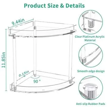 NPPLUS 2 Tier Acrylic Bathroom Counter Organizer, Clear Bathroom Countertop Corner Organizer, 2-Tier Corner Storage Shelf Vanity Trays, Home Storage Holder for Makeup Cosmetics Perfume Organizer
