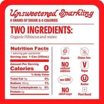 Ruby Hibiscus Organic Sparkling Water Variety Pack - 12pk x 12oz Cans - 1000+ Antioxidants, Non-GMO, Vegan, Gluten-Free, Kosher - Refreshingly Juicy & Hydrating!