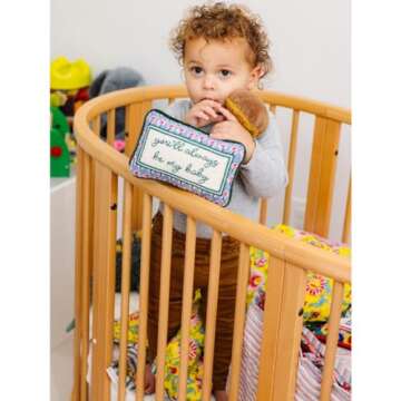 FURBISH Handmade Needlepoint Decorative Throw Pillow - Be My Baby - 5" x 8" - Mini Embroidered Accent Pillow for Bed, Chair, Couch, Sofa - Aesthetic Room Decor