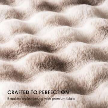 EVERGRACE Ultra Soft Luxury Fluffy Ridgeline Faux Rabbit Fur Throw Blanket, Thick Warm Bubble Throw for Bed, Cozy Plush Reversible Blankets for Couch, Chair, Sofa, Light Grey, 60x80 Inches, 870 GSM