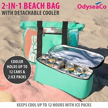 Odyseaco Waterproof Beach Bag with Cooler Compartment