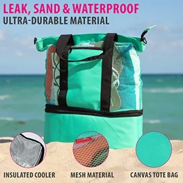 Odyseaco Waterproof Beach Bag with Cooler Compartment